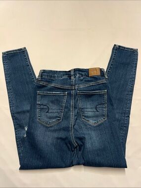 American Eagle Dark Blue Curvy High Rise Skinny Jeans Size 4 Great Condition